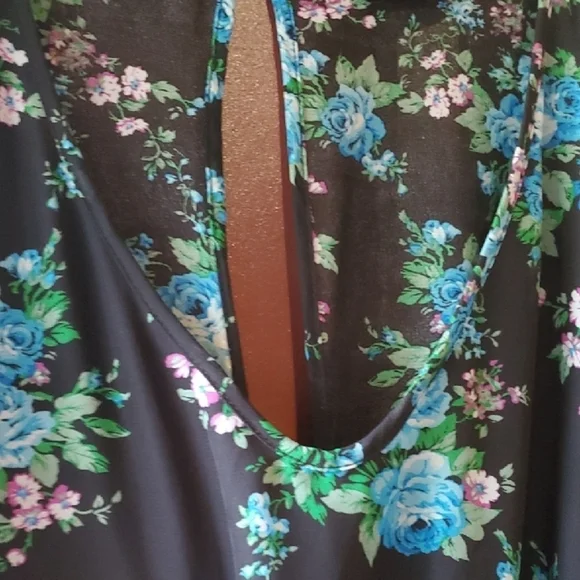 Show Me Your MuMu JOYCELYN Blue and Black Bishop Sleeve Sundress L - Picture 7 of 15